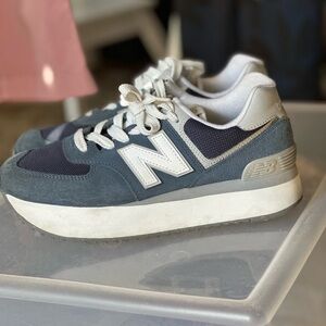 New Balance women’s ' Blue and White Sneakers 574+